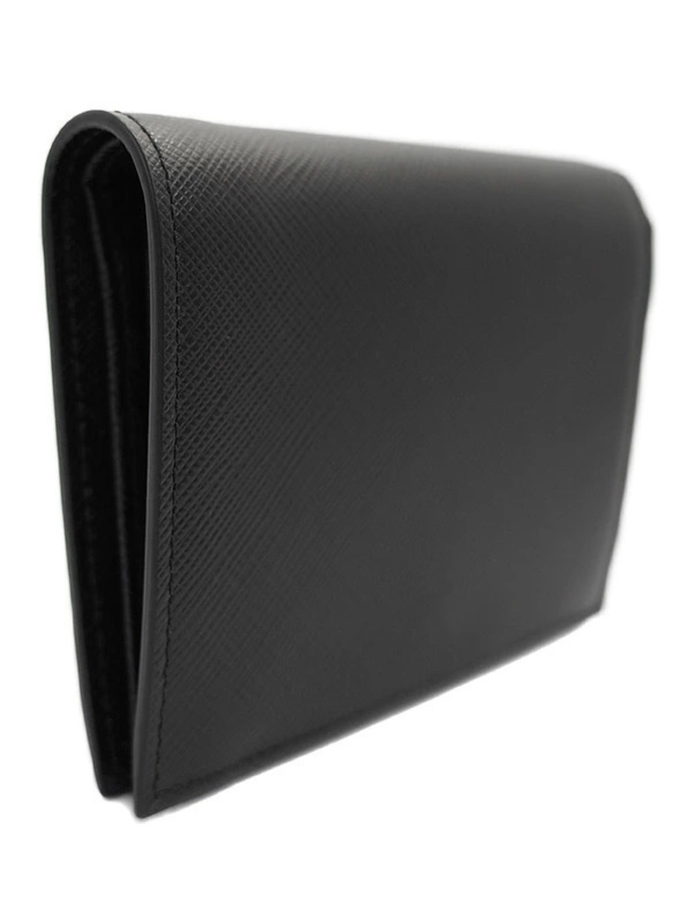 Prada Saffiano Short Bi fold Wallet Leather Black